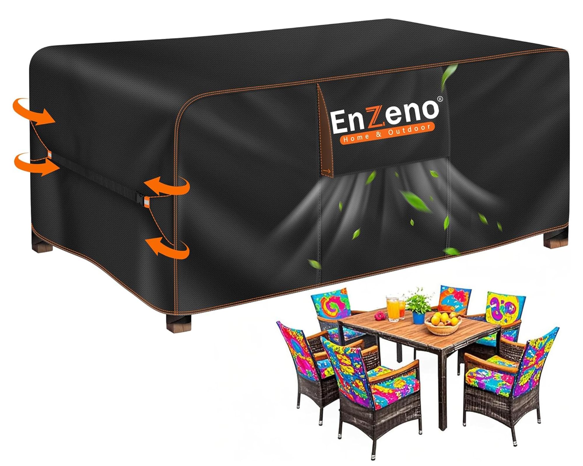 Enzeno Outdoor Garden Furniture Covers Waterproof with Air Vent, 180*120cm, Patio Furniture Cover for outside Rectangle/Rectangular Table and Chair Set, rattan furniture set,Heavy Duty Oxford Fabric