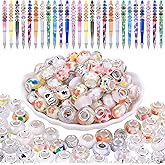Victlov European Large Hole Spacer Beads Charm Fairy Wands Rhinestone Craft Beads for DIY Bracelet Jewelry Making (White)