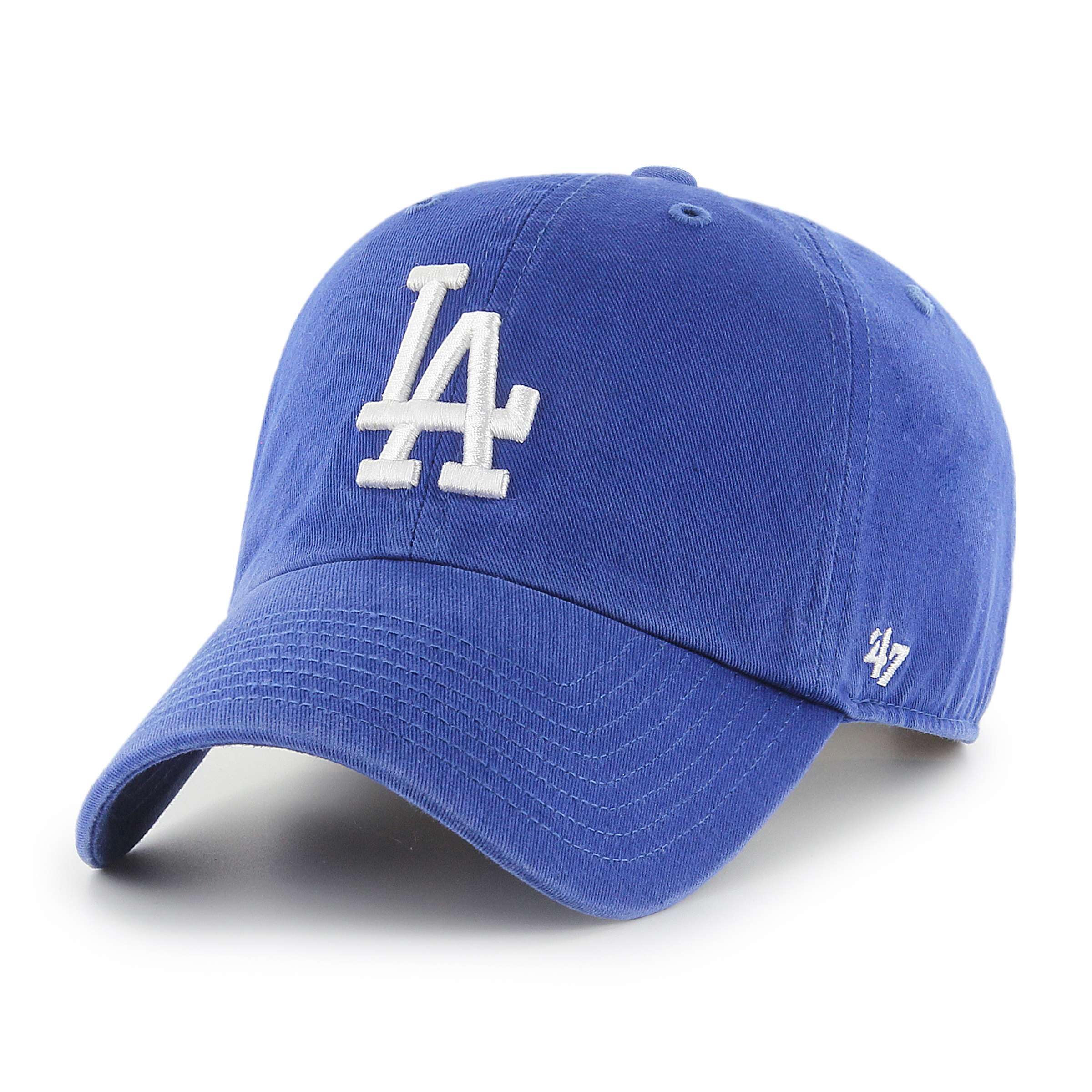 47 Los Angeles Dodgers MLB Clean Up Unisex Baseball Cap, Adjustable, White Logo, Royal Blue
