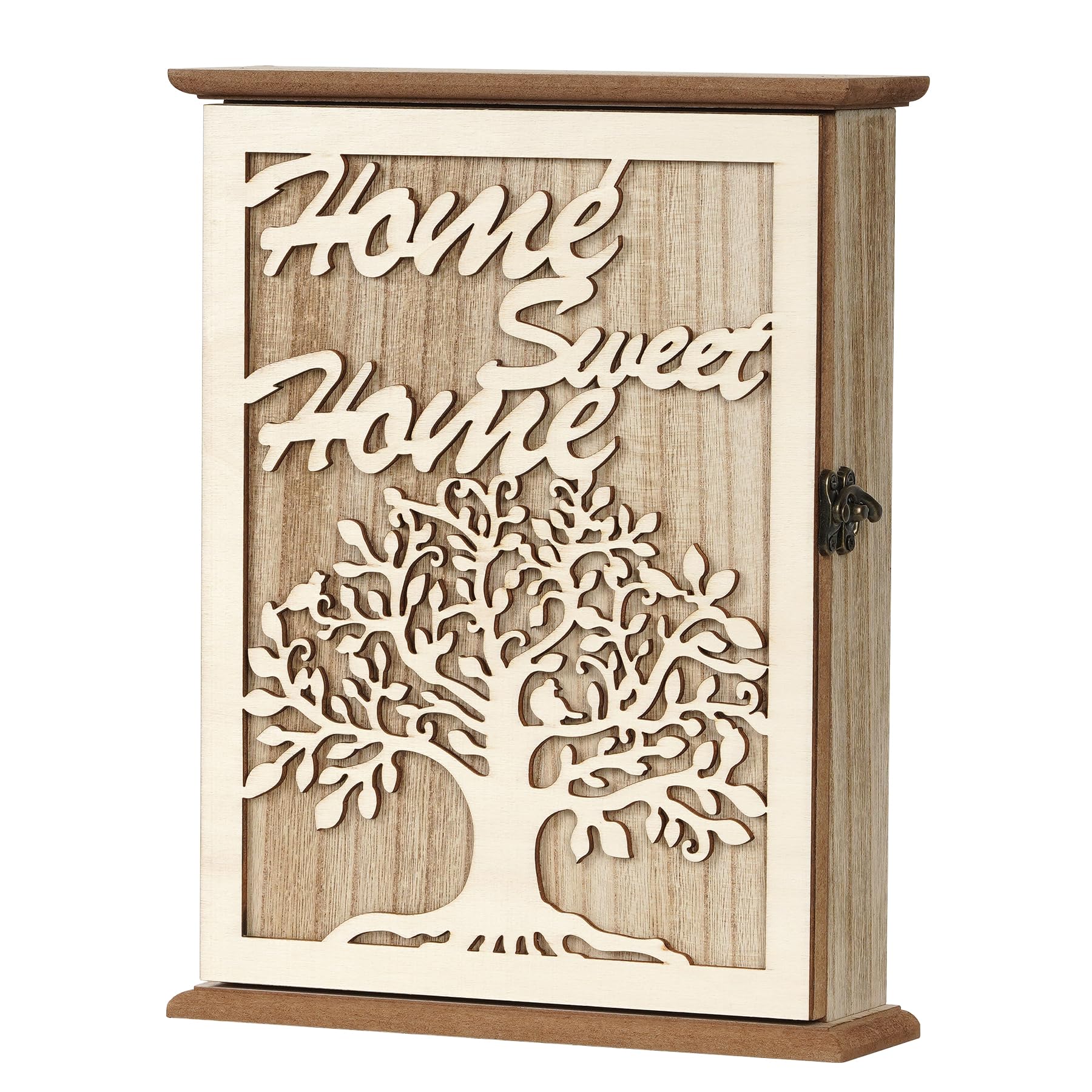 QILICZ Wooden Key Holder,Decorative Key Holder for Wall,Wall Key Holder with 6 Storage Hooks,Key Box Wall Mounted Key Rack,Rustic Key Hook,Key Hanger for Farmhouse Entryway Doorway Hallway