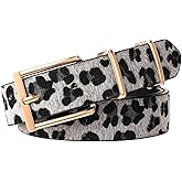LEEXTON Leather Belt for Women Casual Waist Belt Ladies with Gold Buckle for Jeans Pants Dresses
