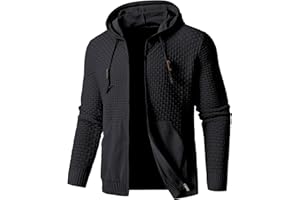 Zaitun Men's Full Zip Up Hooded Cardigan Sweater with Pockets