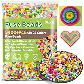 Sukh 5400+Pcs Fuse Beads Bulk - 5mm Melting Beads for Crafts, 24 Colors | Iron Beads for Crafts, DIY Art Projects for Bracelet, Jewelry, Necklace, Earring, Keychain Making, Christmas Craft Beads