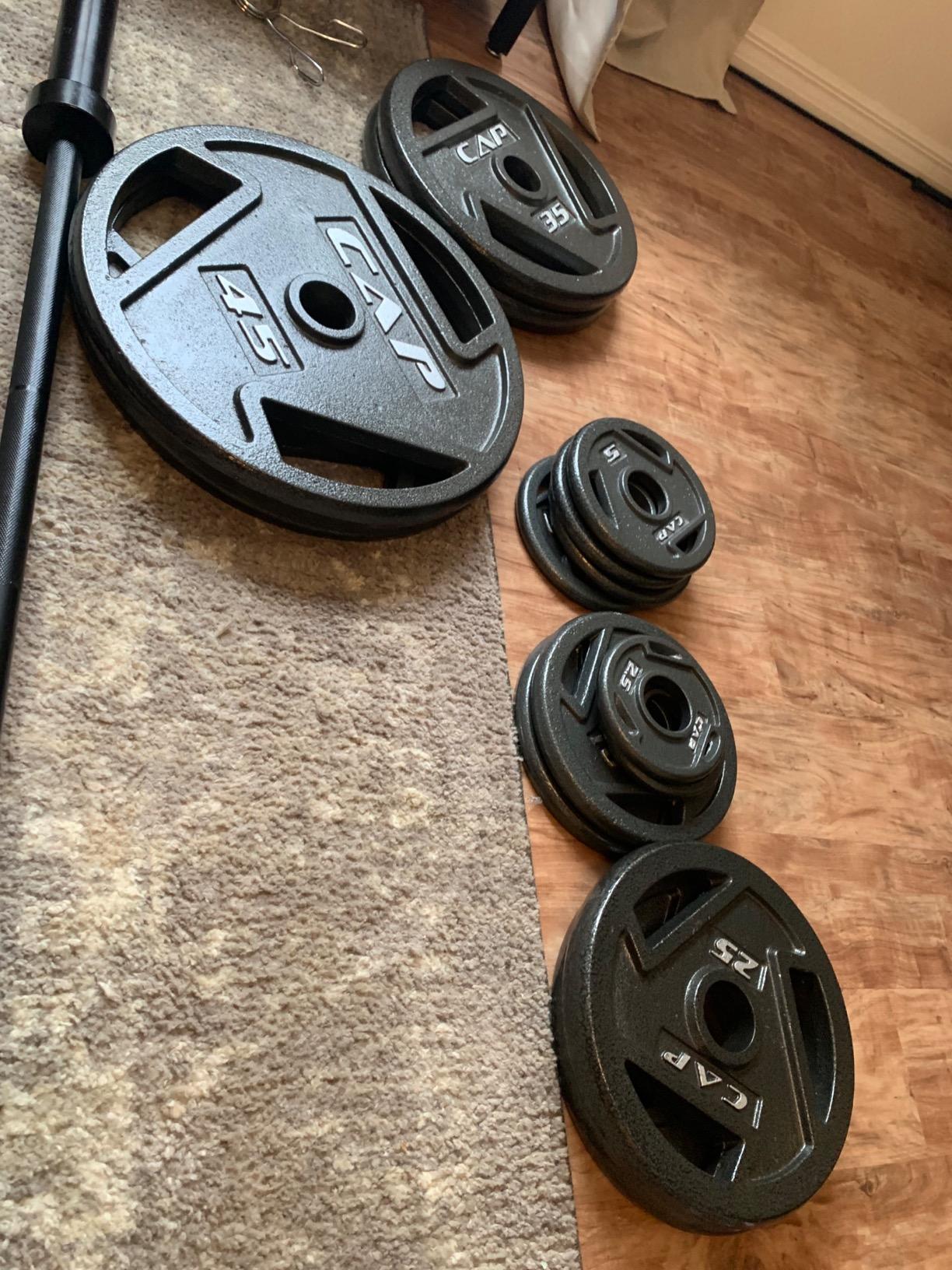 49/mo Finance CAP Barbell Grip Plate Olympic Weight Set, 300 Lb