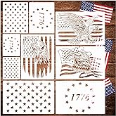 Large American Flag Stencil Star Stencils for Painting Wood Burning Stencil | 9pcs Union 50 Stars 1776 Military We The People Template Large Flag Patriotic Stencils for Spray Painting on Shirt DIY Crafts