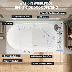 FerdY Floridian 55" x 33" Walk-in Whirlpool Bathtub