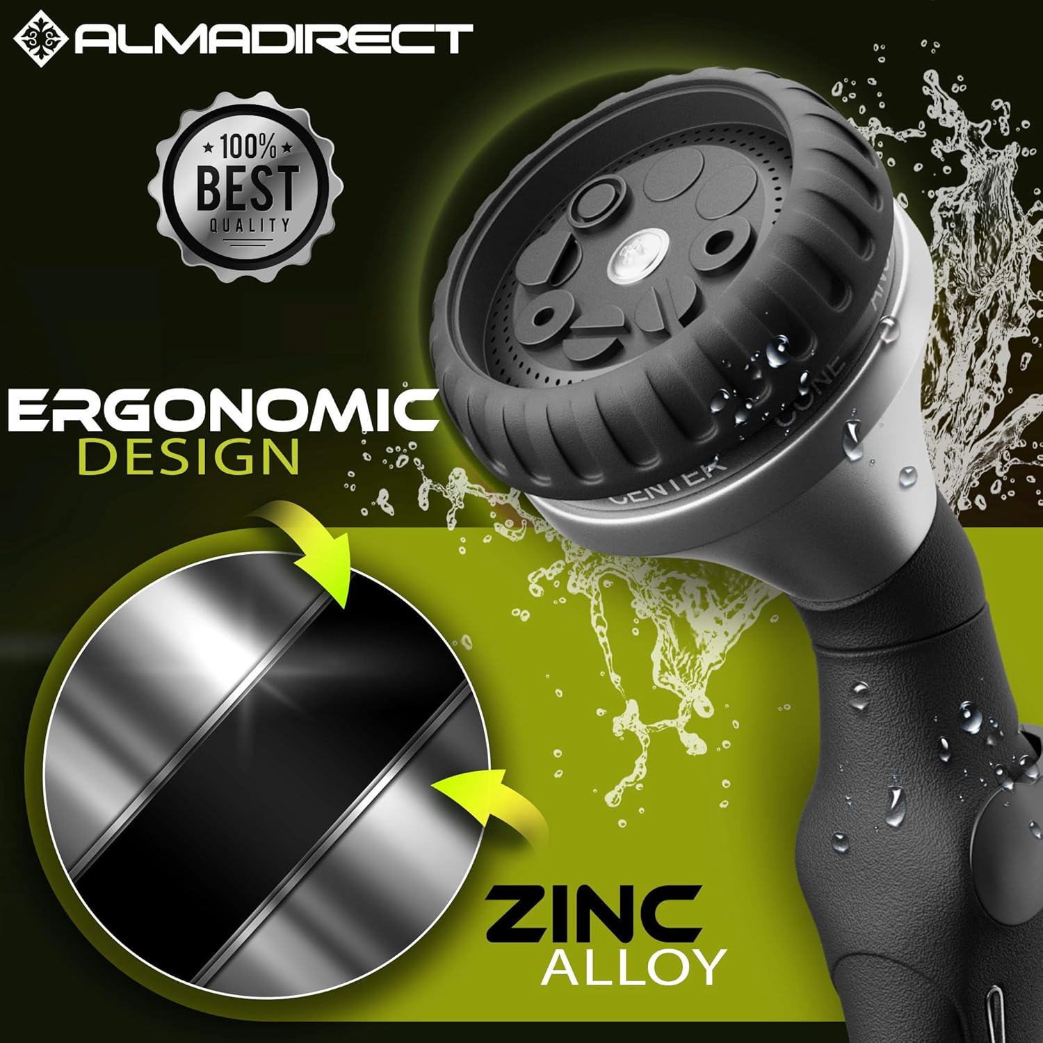 Garden Hose Nozzle - Water Hose Spray Nozzle Heavy Duty - 8 Patterns High Pressure Metal Sprayer Hose Nozzles with Thumb Control - Best for Outdoor Watering Lawn and Garden: Home Improvement