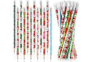 Yexiya 48 Pcs Christmas Pencils for Kids Bulk Colorful Holiday Wood Pencils with Erasers Xmas Snowman Santa Elk Christmas Classroom Gifts for Goodie Bags Office School, 12 Styles