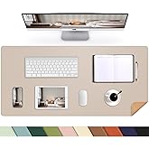 AFIING Leather Desk pad Protector, Large Non-Slip Office Desk Mat with Natural Cork & PU Leather, Waterproof Writing Mouse Pad for Office and Home (23.6in*13.7in, Beige)