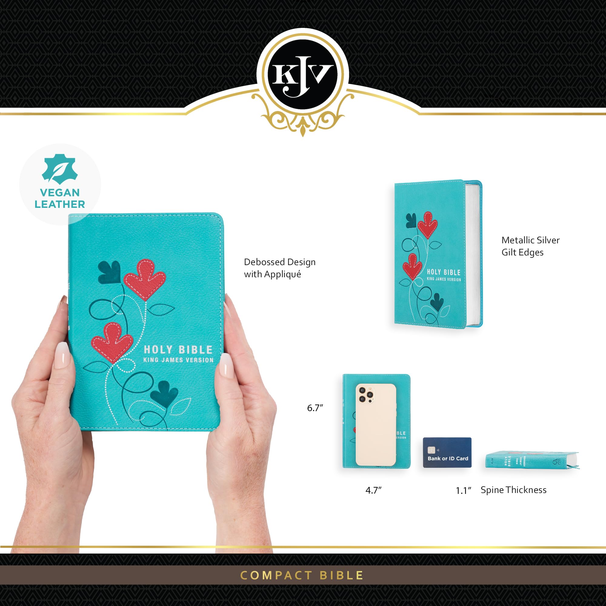 KJV Holy Bible, Compact Faux Leather Red Letter Edition - Ribbon Marker, King James Version, Turquoise (KJV Compact Editions) KJV Holy Bible, Compact Faux Leather Red Letter Edition - Ribbon Marker, King James Version, Turquoise (KJV Compact Editions) Imitation Leather