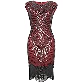 Vijiv Art Deco Great Gatsby Inspired Tassel Beaded 1920s Flapper Dress