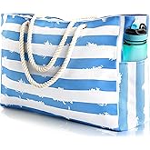 SRISE Large Beach Bag for Women & Men, Beach Bags Waterproof Sandproof, Travel Tote Bag, Swim Pool Bag for Family Outdoor