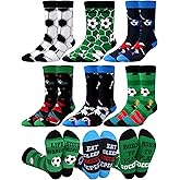 Haysandy 6 Pairs Funny Soccer Socks for Men Women Novelty Soccer Crew Socks Sports Gifts for Sports Lovers Winter Gift