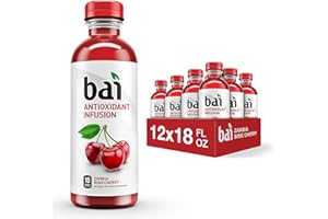 Bai Flavored Water, Zambia Bing Cherry, Antioxidant Infused Drinks, 18 Fl Oz (Pack of 12)
