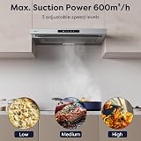 CIARRA CBCS6909A Telescopic Cooker Hood 60cm 600m³/h Ducted & Recirculation view 5