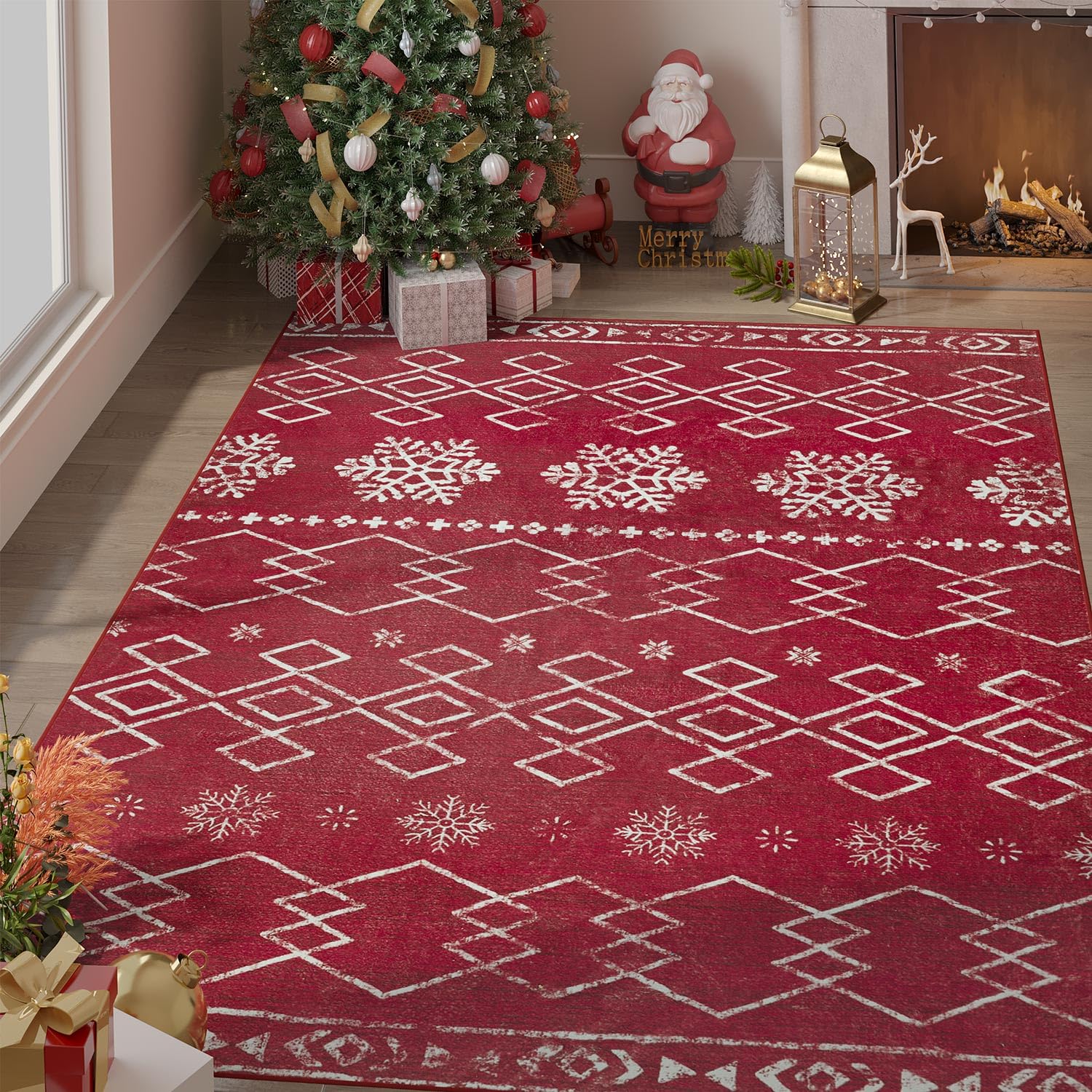Christmas Runner Rug 2x8 Christmas Rug For Snowflake Carpet Xmas Holiday Accent Indoor Rugs Non Slip Bedroom Rug Non Shedding Snow Floor Mats 2x8 Ft Holiday Snowflake Rug For Kitchen