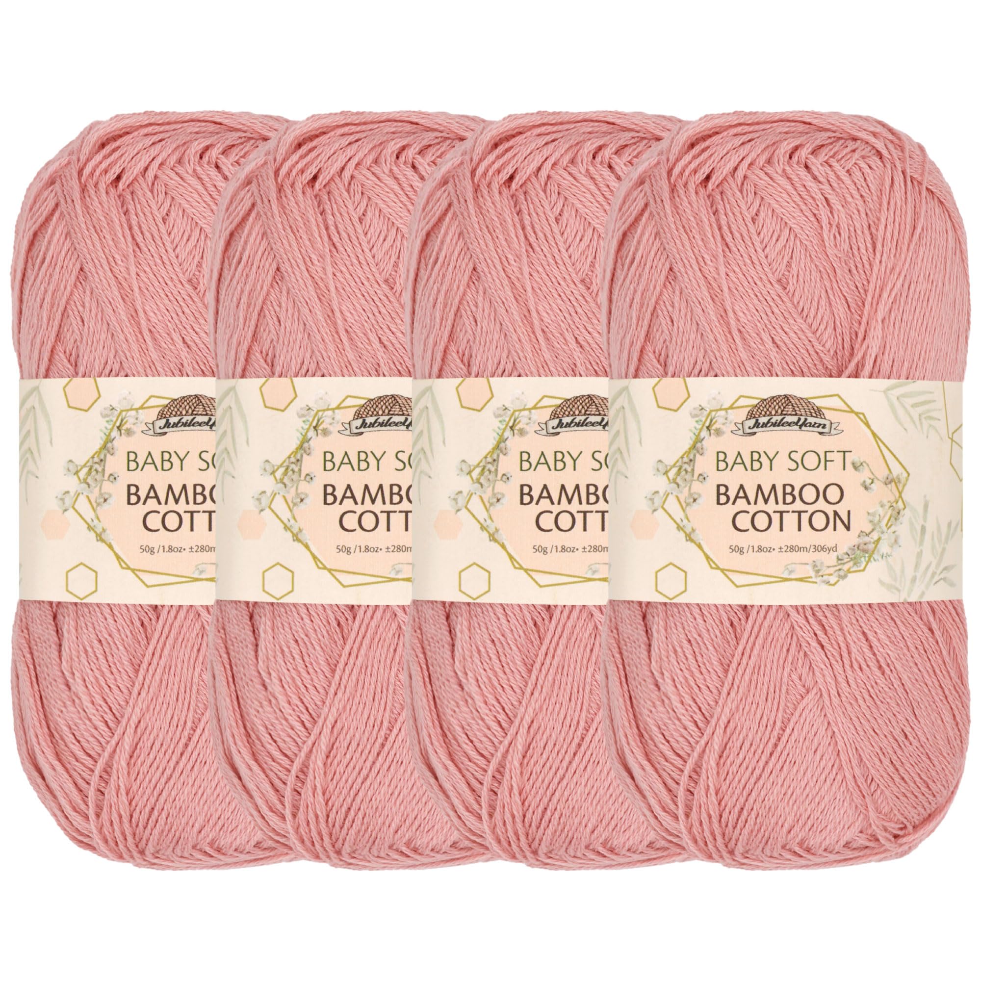 JubileeYarn Baby Soft Bamboo Cotton Yarn - 50g/Skein - Dreamy Blush - 4 Skeins — image 1