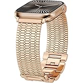 Moolia Stainless Steel Band Compatible with Apple Watch Strap 40/42/41/38/44/46/45/49mm Women, Dressy Fancy Bracelet Metal Mesh Link Wristband for iWatch Series 11 10 9 8 7 6 5 4 3 SE/Ultra 3 2 1