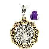 Dave The Bunny St Benedict Necklace - St Benedict Medals Medalla de San Benito San Benito Medalla with Stainless Steel Snake Chain and Metal Alloy Charm for Religious Protection and Devotion