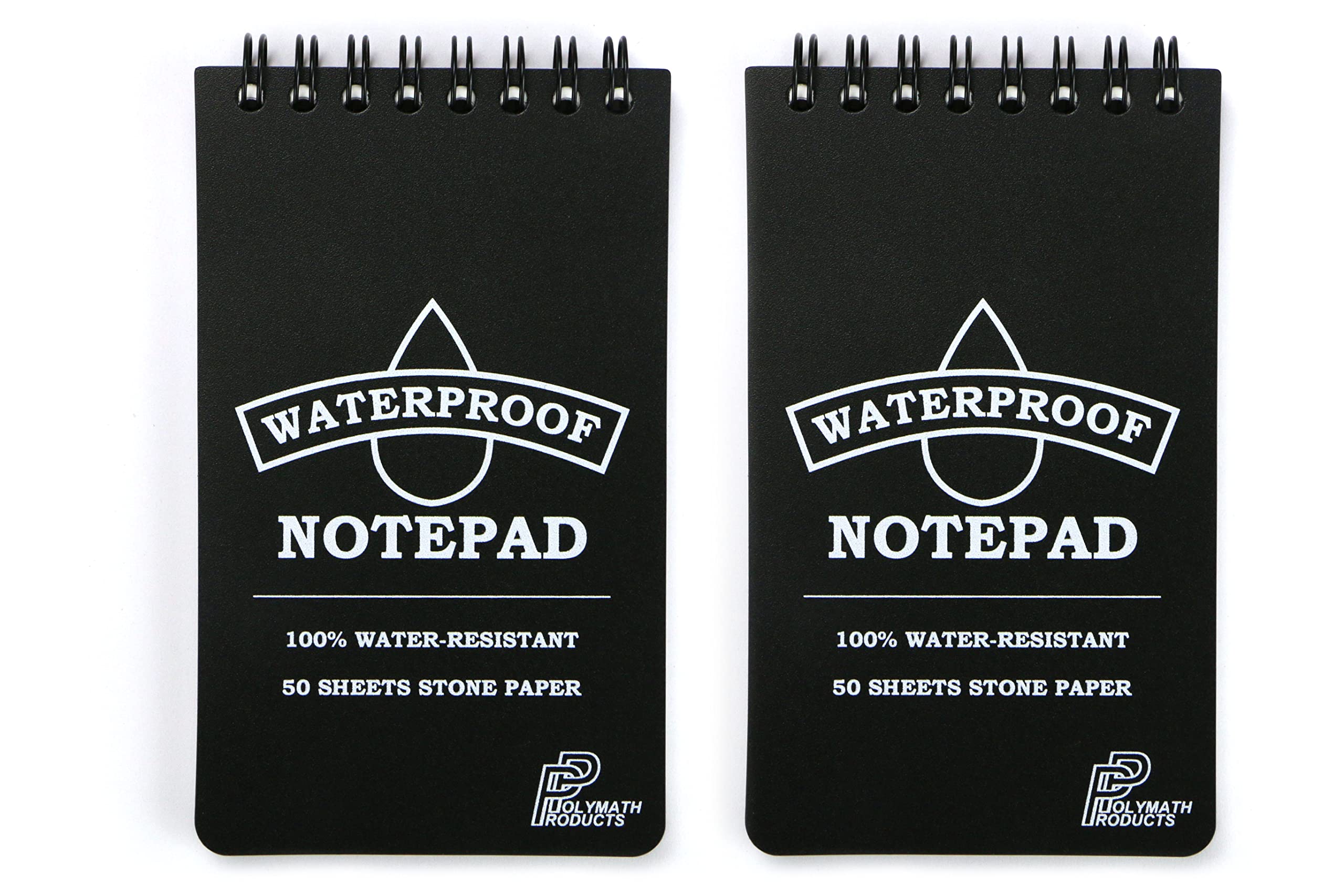 Waterproof Notepad (2 pack) – 100% water-resistant stone paper notebook. Handy pocket/palm size (3 x 5 inches).
