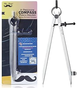 Mr. Pen- Professional Compass with Lock, 8 inch, Pencil Compass, Woodworking Compass, Compass for Geometry, Wing Divider, Compass Drawing, Drafting Compass, Carpenter Compass, Scribe Tool