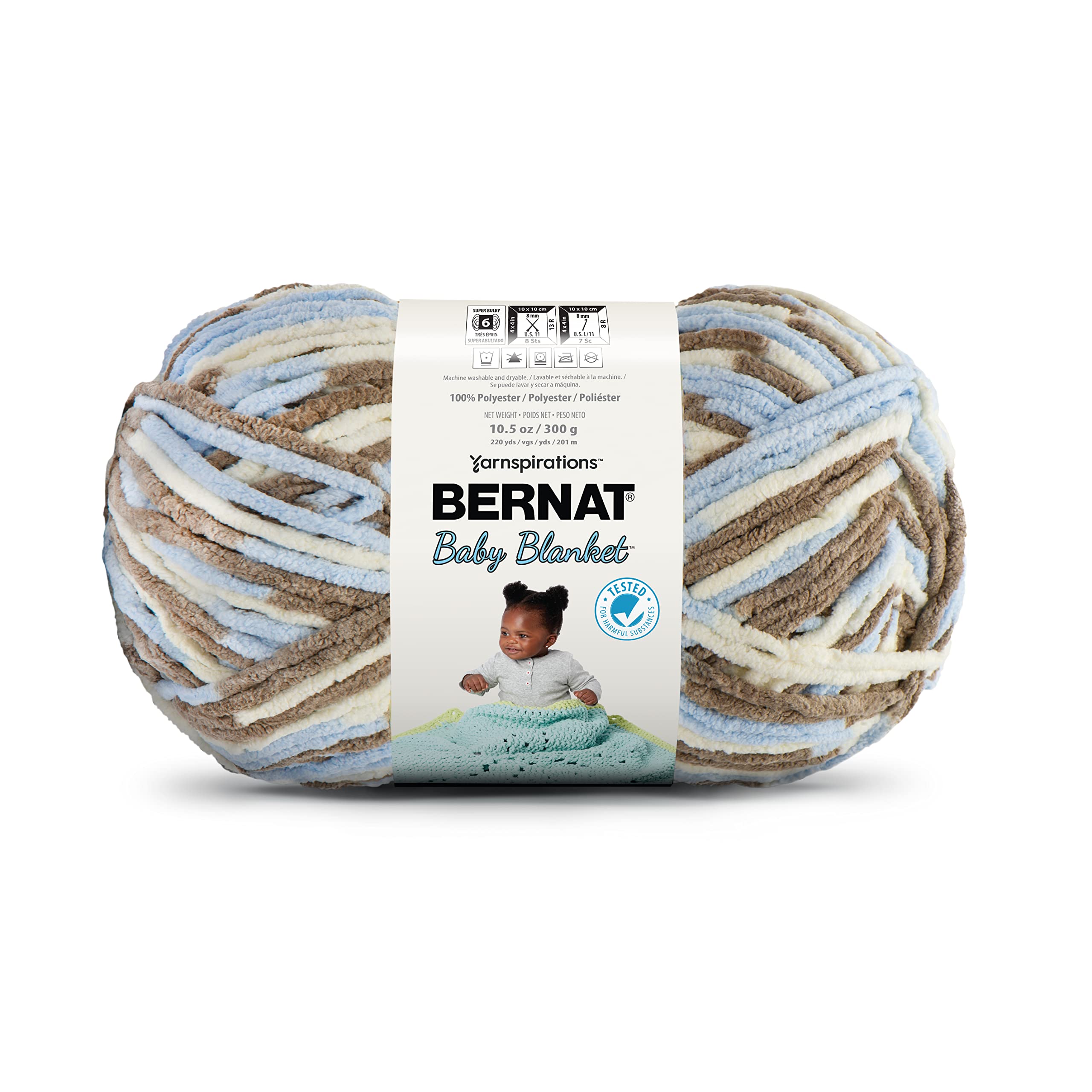 Bernat Baby Blanket BB Little Cosmos Yarn - 1 Pack of 10.5oz/300g - Polyester - #6 Super Bulky - 220 Yards - Knitting/Crochet — image 1
