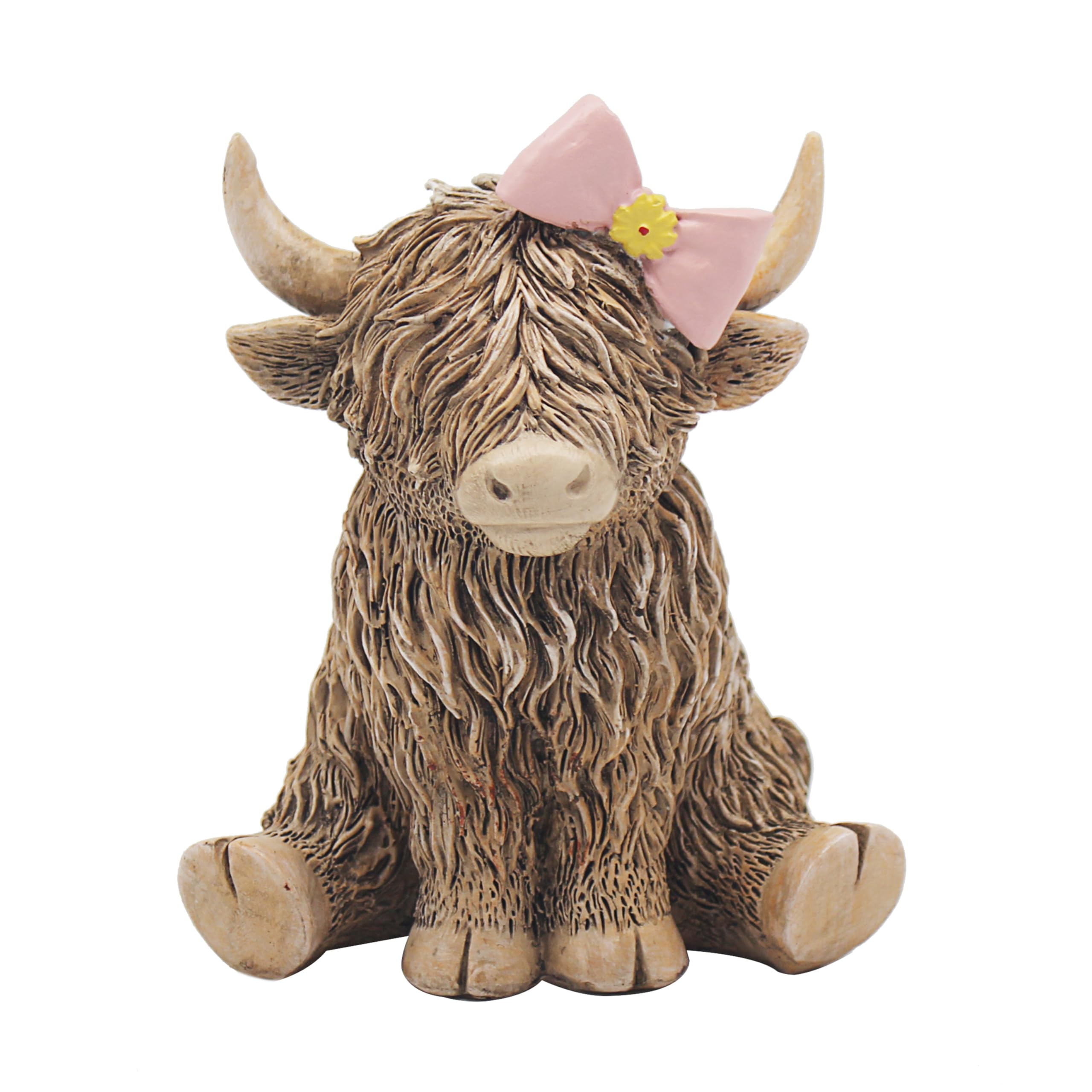 Lesser & Pavey Happy Highland, Highland Cow Pink Bow Figurines Statues For Home Decor | Ideal Ornaments Friendship Gifts For Women & Men | Lovely Table Centerpiece & Living Room Accessories — image 1