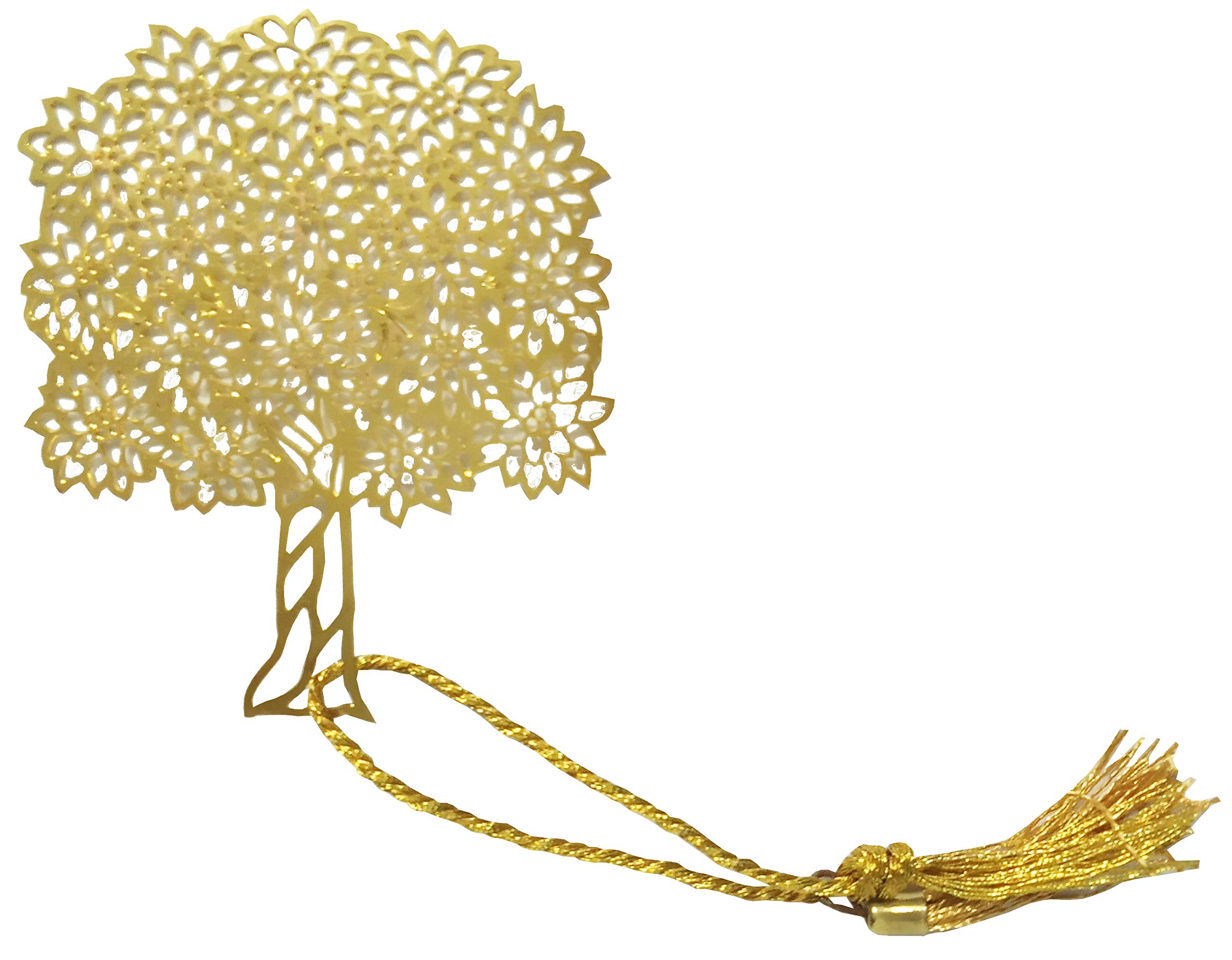 Purpledip Brass Bookmark: Intricately Carved Blooking Tree Page Marker for Book Lovers (12181B) — image 1