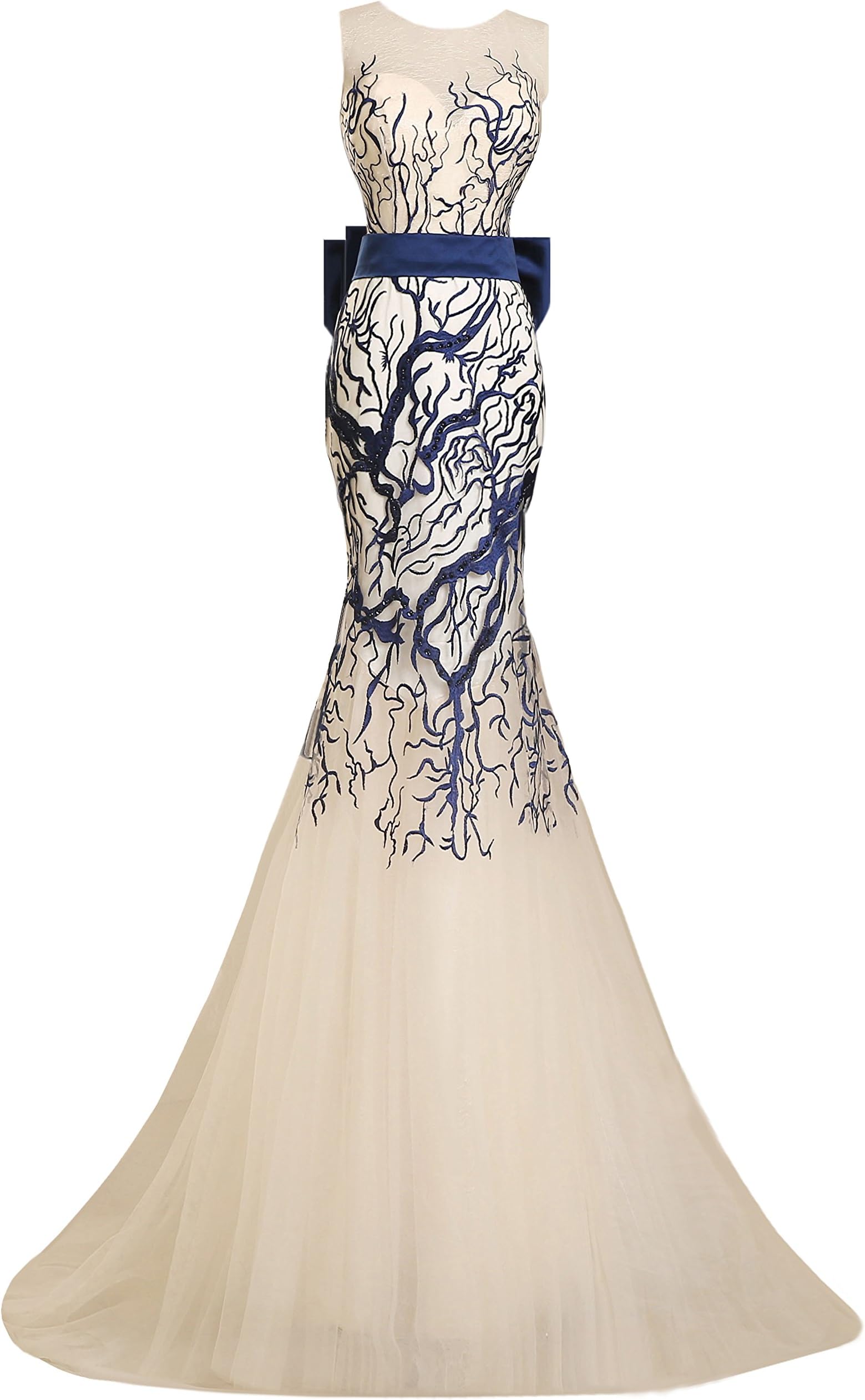 Beckydress Women's Sparkly Mermaid Delicate Tree Pattern Formal Prom Dresses