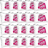 Cosblank 20 Pcs Cheer Makeup Bag Cheer Teams Senior Night Gifts Canvas Makeup Case Cheerleader Teams Gifts Zipper Pouch for Cheerleading Teammates Party Supplies(Pink)