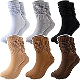 ZFiSt Slouch Socks for Women,6 Pairs Long Scrunch Knee High Socks, Cozy Slouchy Boot Sock Leg Warmers Size 6-11in