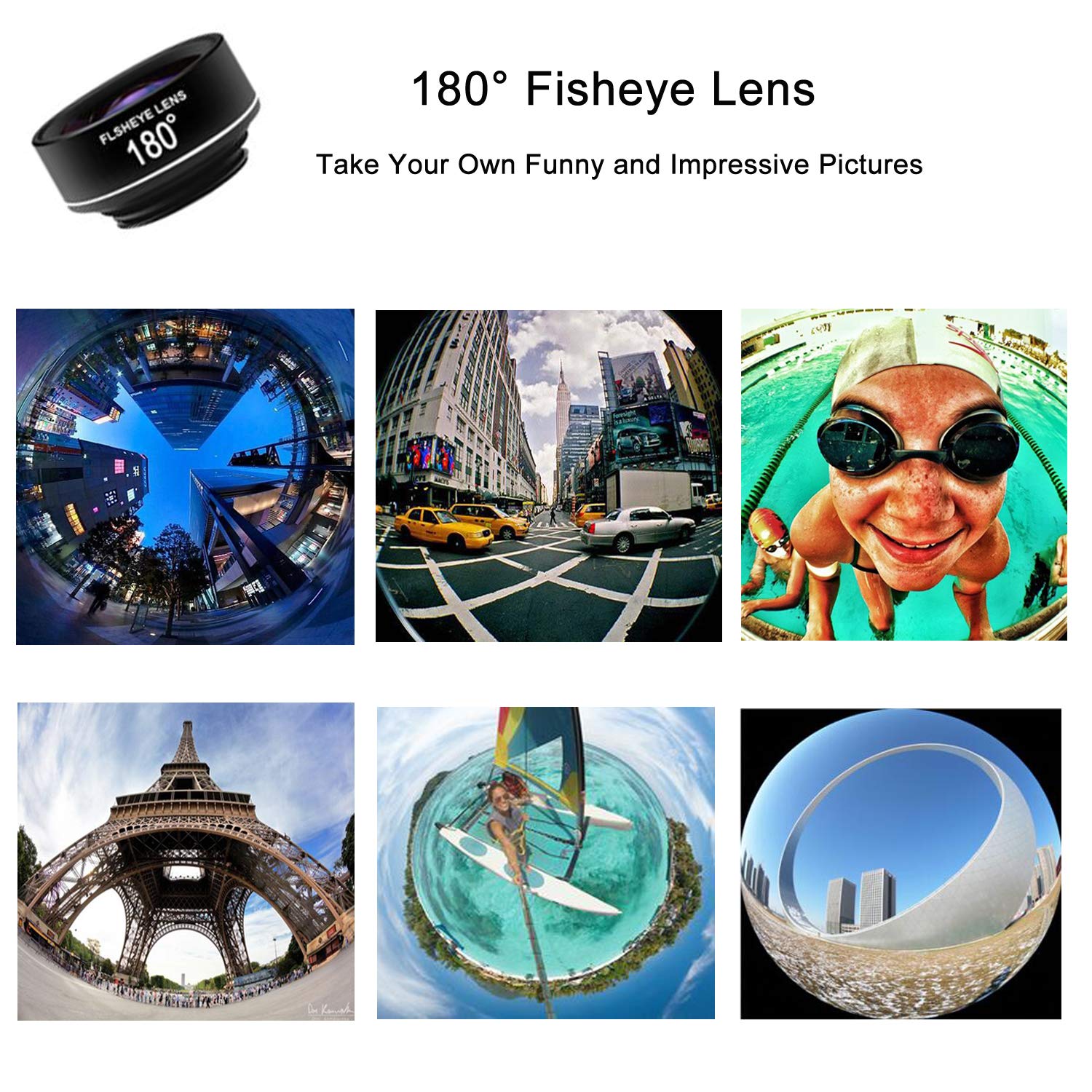 Phone Camera Lens, Faireach 4 in 1 Cell Phone Lens Kit - 18X Zoom Telephoto Lens +180° Fisheye Lens + 120° Wide Angle Lens+ 20XMacro Lens Compatible with iPhone X XS Max XR/8 Samsung Android