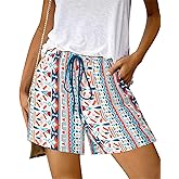 BTFBM Womens Boho Spring Shorts 2026 Beach Vacation Clothes Elastic Waist Casual Printed Loose Short Lounge Pant Pockets