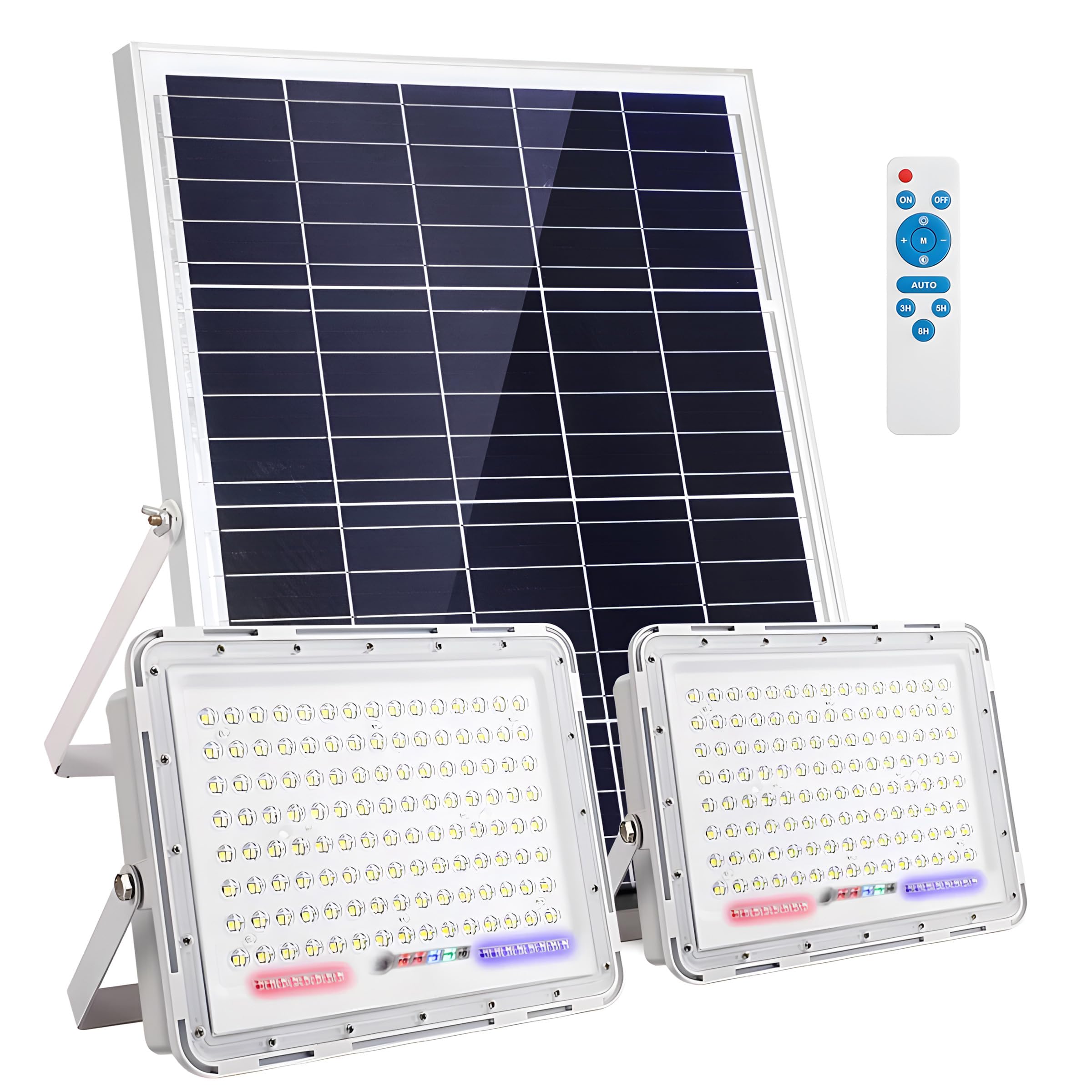 Photo 1 of 100W-500W One for Two 6000K Solar High Bright Flood Light Outdoor Remote, IP67 Waterproof Solar Power Auto On/Off, Wide Range, Dusk to Dawn Yard, Gazebo, Shed, Barn, Porch, Patio, Garage (100W)