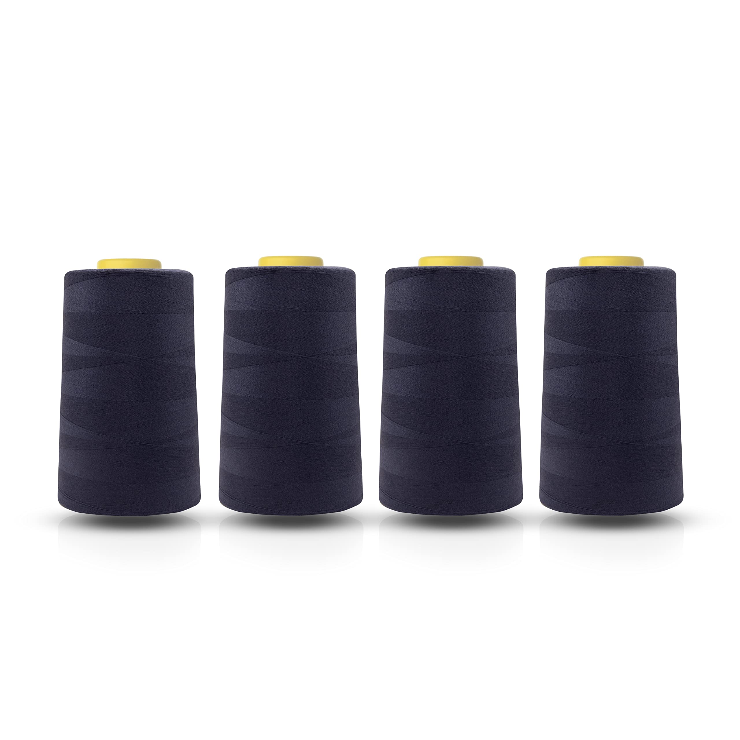Realm Overlocking Sewing Machine Polyester Thread x Four 5000 Yards Cones White Black Natural Navy Red Grey (Denim Blue) — image 1