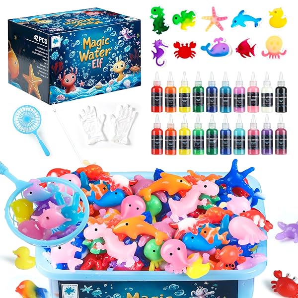 TMOL MAGIC WATER ELF TOY KIT – 65ML AQUA FAIRY WATER GEL KIT FOR KIDS WITH 20 MAGIC GEL & 10 MOLDS, MAKE YOUR OWN WATER PETS & SQUISHY TOYS, ARTS AND CRAFT KITS FOR KIDS AGES 8 9 10 YEARS OLD