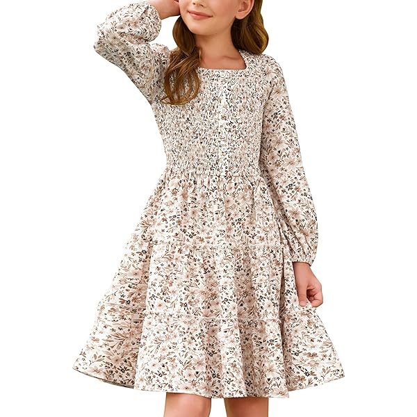 Amazon.com: Noomelfish Girls Long Sleeve Maxi Dress Solid Color Casual Long  Dresses with Pockets, Khaki, Size 7-8 Years: Clothing, Shoes & Jewelry