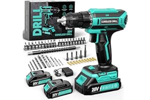 VIWKO Cordless Drill, 20V MAX Power Drill Set with 2 Batteries & Charger, 3/8 Inch Keyless Chuck, Variable Speed, 25+1 Position and 56PCS Bits/Screws, Power Tools for Home Projects