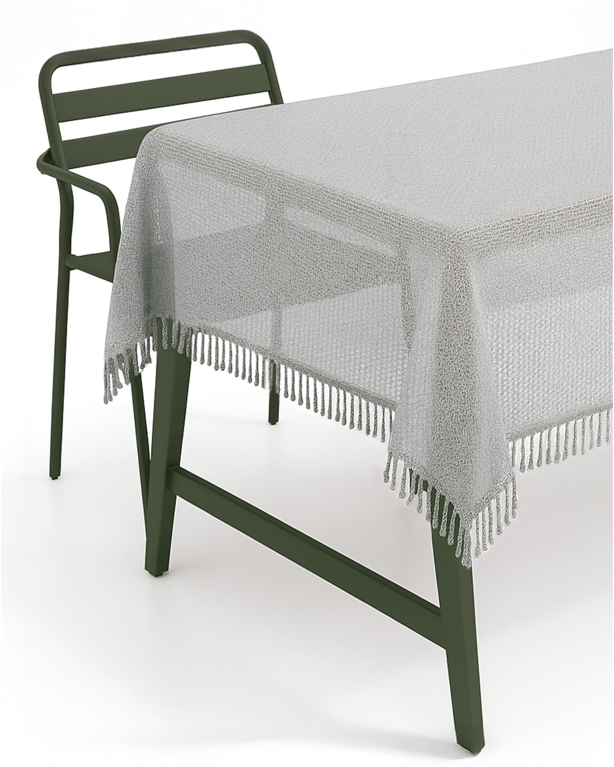 TextilDepot24 Garden Tablecloths with Fringes, Weatherproof, Foamed, Non-Slip (110 x 140 cm, Light Grey)