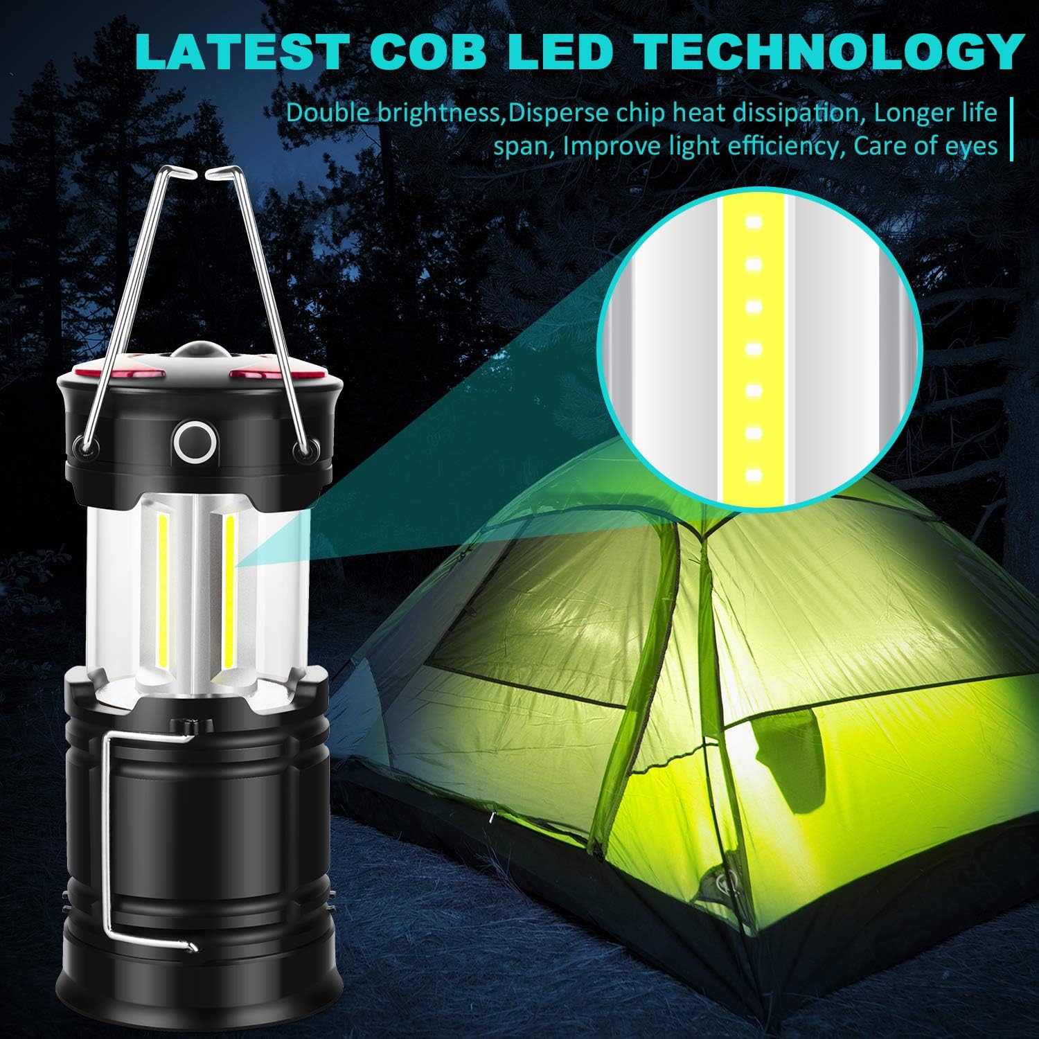 EZORKAS 2 Pack Camping Lanterns, Rechargeable Led Lanterns, Hurricane Lights with Flashlight and Magnet Base for Camping, Hurricane, Hiking, Emergency, Outage: Sports & Outdoors