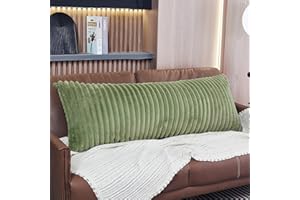 WERDIM Sage Green Vertical Striped Body Pillow Cover 21x54 Long Body Pillow Case, Plush Fluffy Faux Fur Body Pillowcase Cover with Zipper, Soft Rectangular Pillow Cover for Pregnant Women Side Sleeper