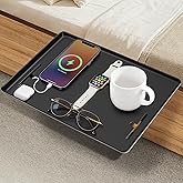 IELJYEQ Bedside Shelf Dorm Bunk Bed, Bedside Caddy Shelf Dorm Bed, No Drill College Nightstand Organizer for Personal Items Books Glasses Apartment Bedroom Compact Space Solution Small+Black