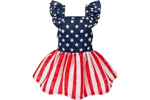 Fitwarm 4th of July Star Dog Dress, Patriotic Clothes for Small Dogs Girl, Festive Pet Outfit, Blue, Red, White, Large