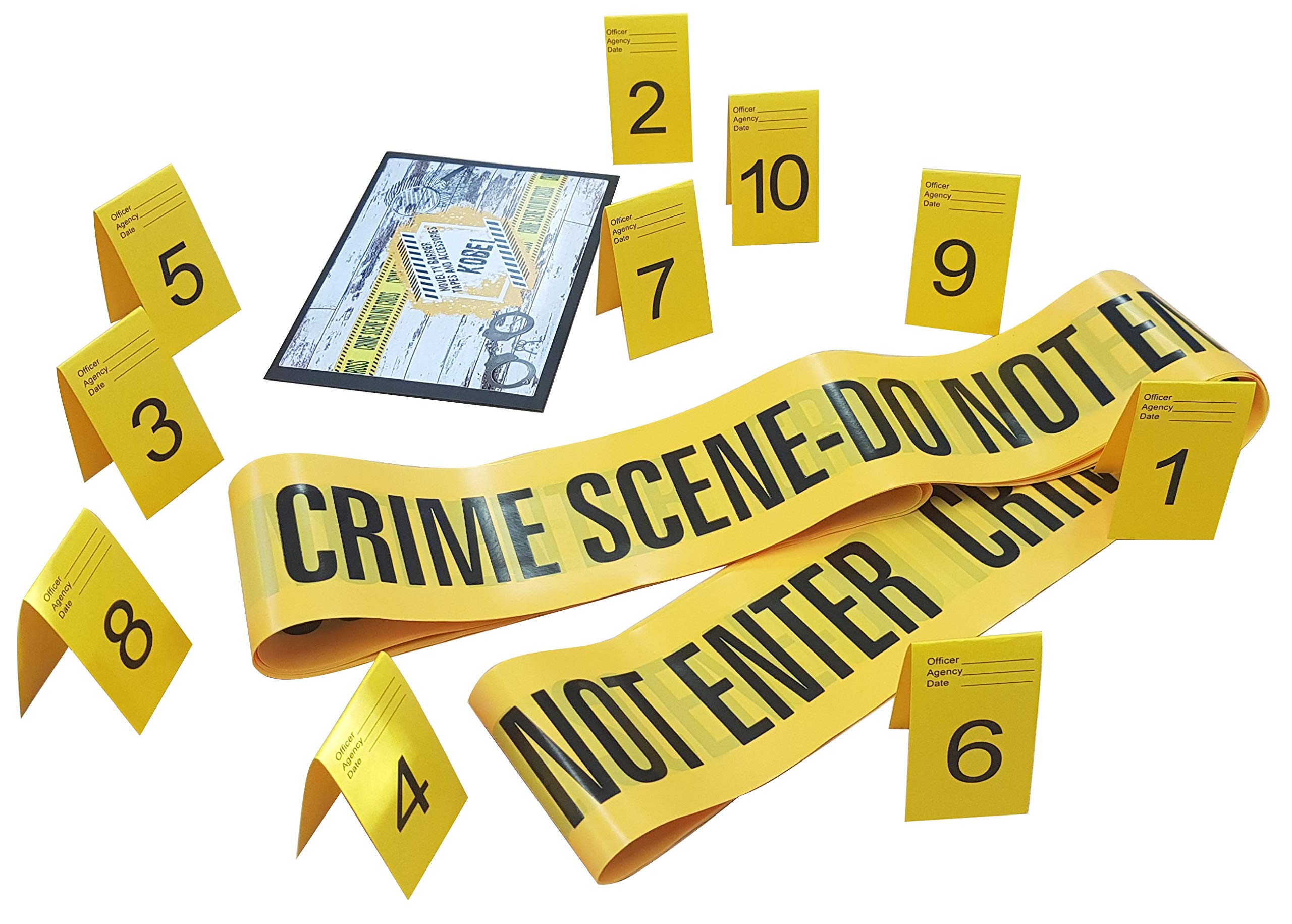 Kobe1 Crime Scene Do Not Enter Barrier Tape (20 feet) and Photo Evidence Markers,Frames,Cards 1-10 (2.8" x 1.6").