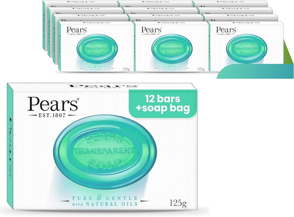 PEARS Pears Transparent Lemon Soap 125g 12 Pack + Free Soap Bag
