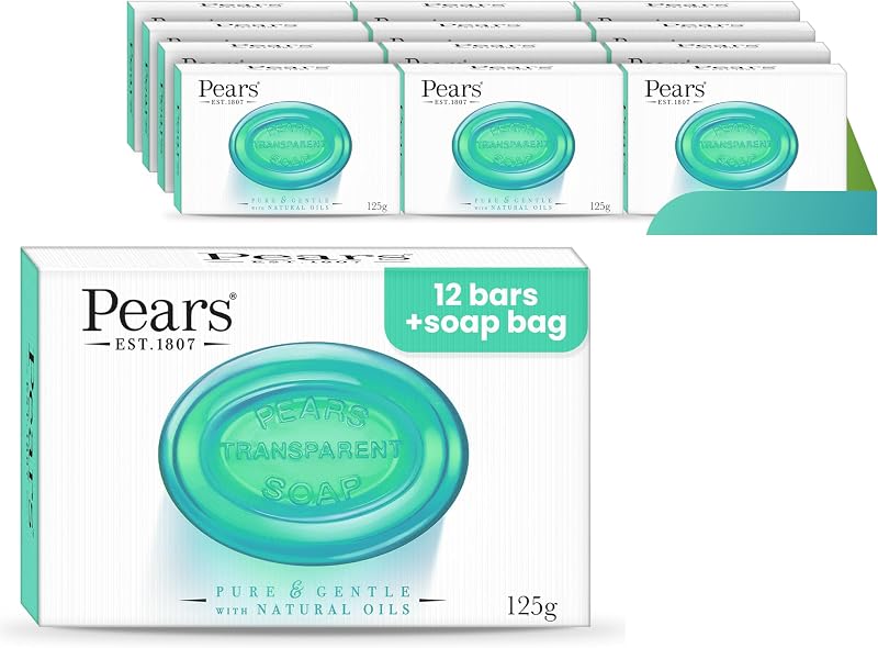 PEARS Pears Transparent Lemon Soap 125g 12 Pack + Free Soap Bag