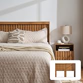UEV Headboard with Light Elegant Wood Design (Wooden, Queen) | 62.6 Inch Wide Headboard Only, Fluted Panel, Modern Farmhouse, Wall Mounted, Wingback