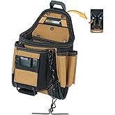 MELOTOUGH Small Electrician Tool Pouch With Belt Clip Attachment - 9 Pockets Tradesman Bag With Tape Thong - Holster for Electricians