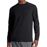 Gaiam Mens Cozy & Cool Long Sleeve Crewneck Top, Standard Fit, Stretch Midweight Micro Waffle Jacquard Material