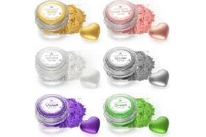 SHANLINLY Luster Dust Fine Edible Glitter Set - 6 Colors Food Grade Edible Shimmer Dust Vegan Food Coloring Powder for Drinks, Chrismats Cake Decoration, Chocolates, Cookies, Icing, Pops & Paints(3 Grams/Jar)